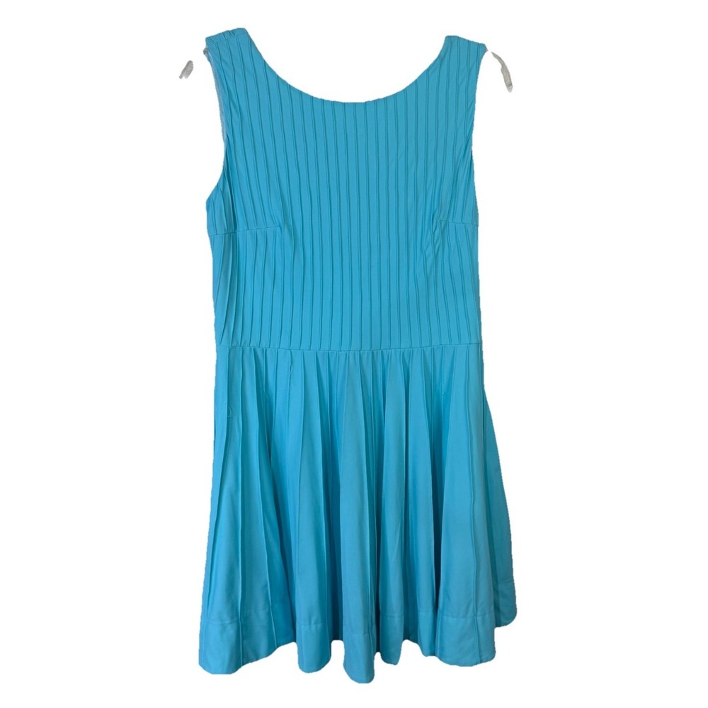 Alberto Makali New York Dress Woman XL‎ Aqua Sleeveless Pleated Skirt Scoop Back